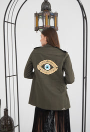 Raffia Eye Safari Jacket Khaki