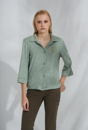 Lucky Knitted Polo Cardigan Mint