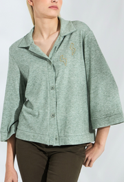 Zeus Knitted Polo Cardigan Mint